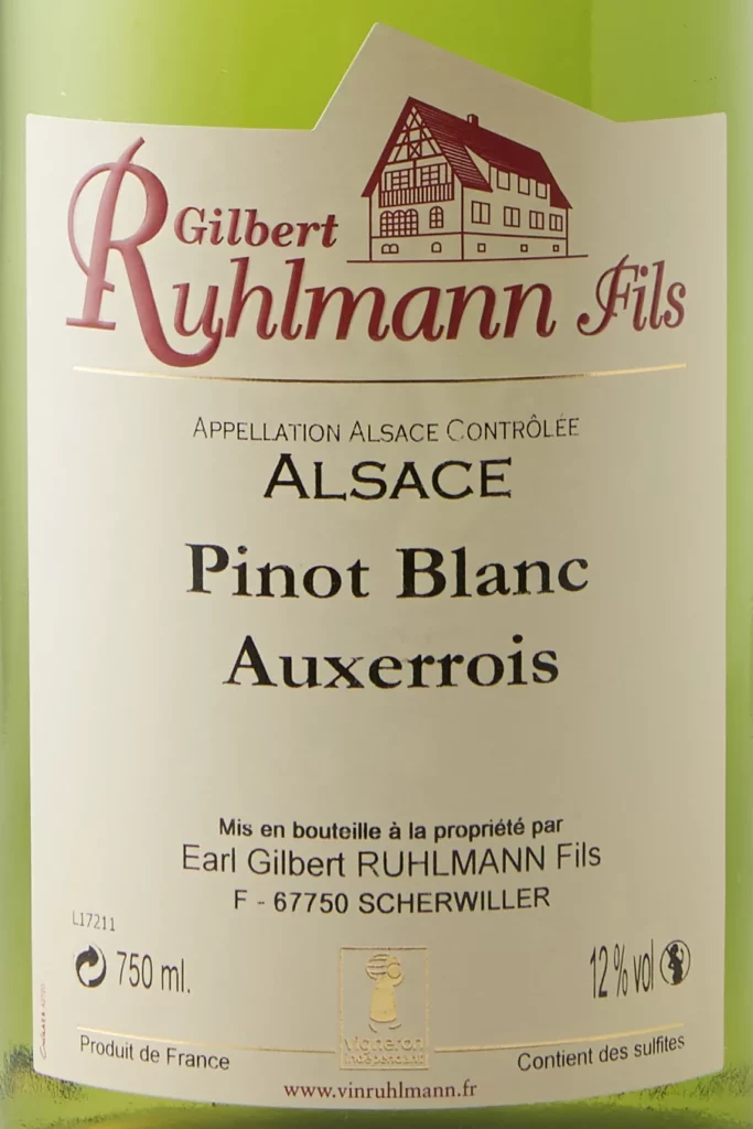 Pinot Blanc Auxerrois wine label – Gilbert Ruhlmann Fils