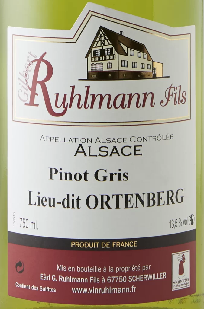 Pinot Gris Ortenberg wine label – Gilbert Ruhlmann Fils