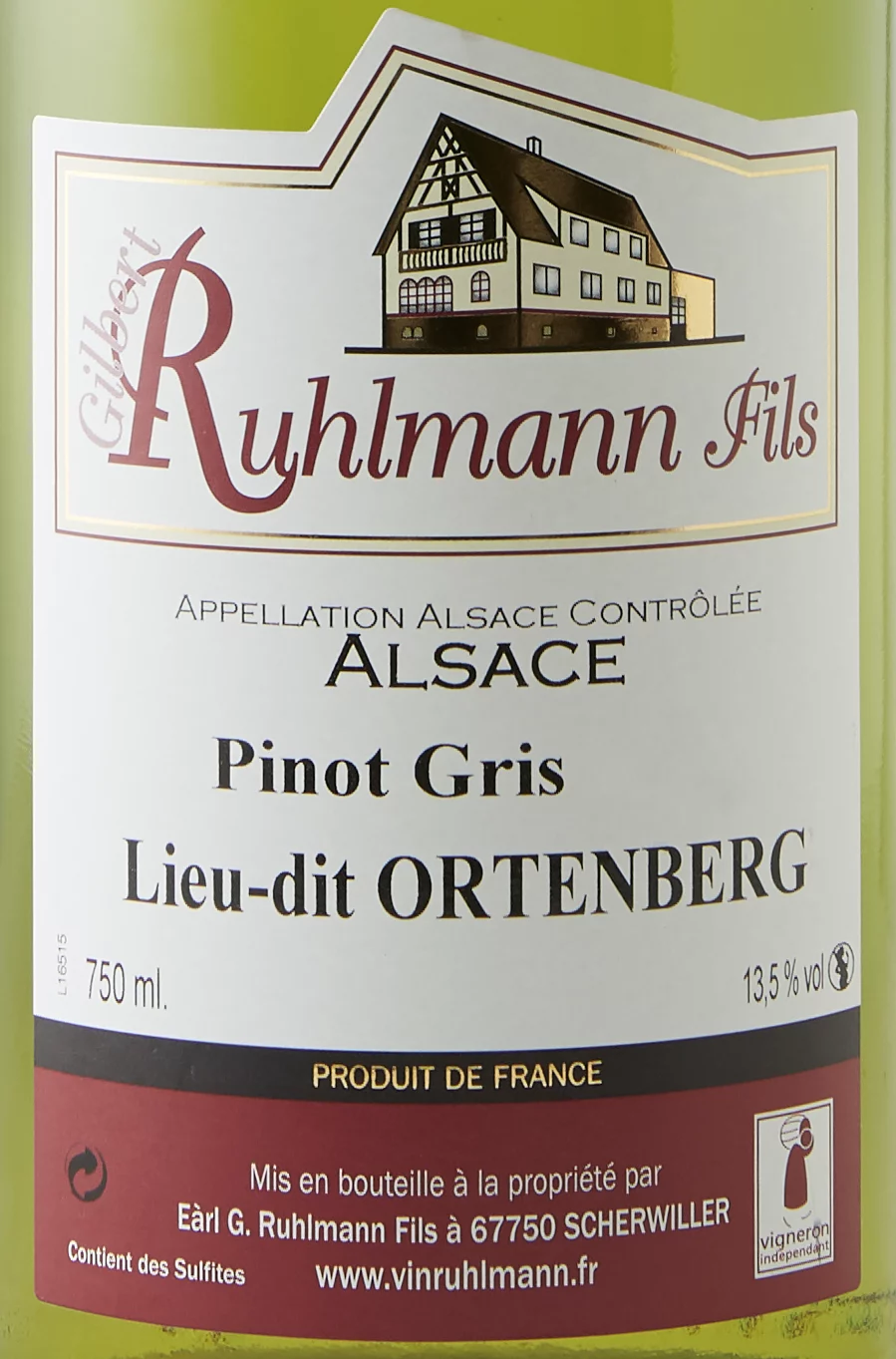 Pinot Gris Ortenberg 3 Pinot Gris Ortenberg wine label – Gilbert Ruhlmann Fils