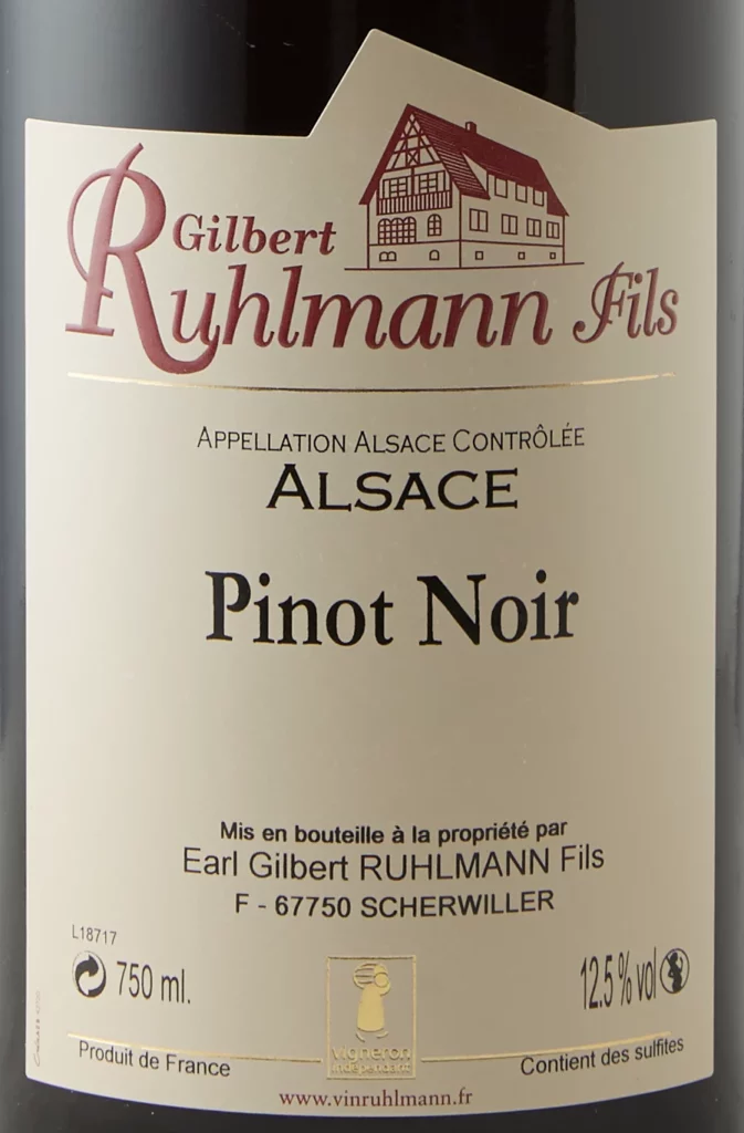 Etikett des Weins Pinot Noir – Gilbert Ruhlmann Fils